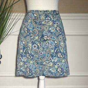 Talbots Blue & Cream Paisley Skirt - Size 6